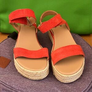 Women's Orange Suede Sandals